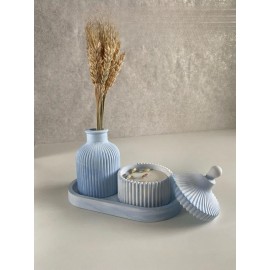 Concrete Vase Blue and White 