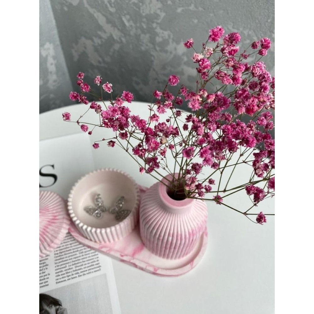 Concrete Set Vase, Pot and Tray 