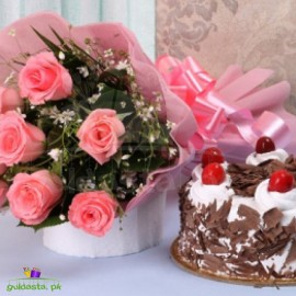 Valentine's Day Cake and Roses