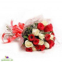 Red N White Roses - Bouquet