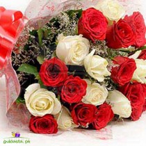 Red N White Roses - Bouquet