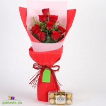 8 Red Roses With Ferrero Rocher Combo