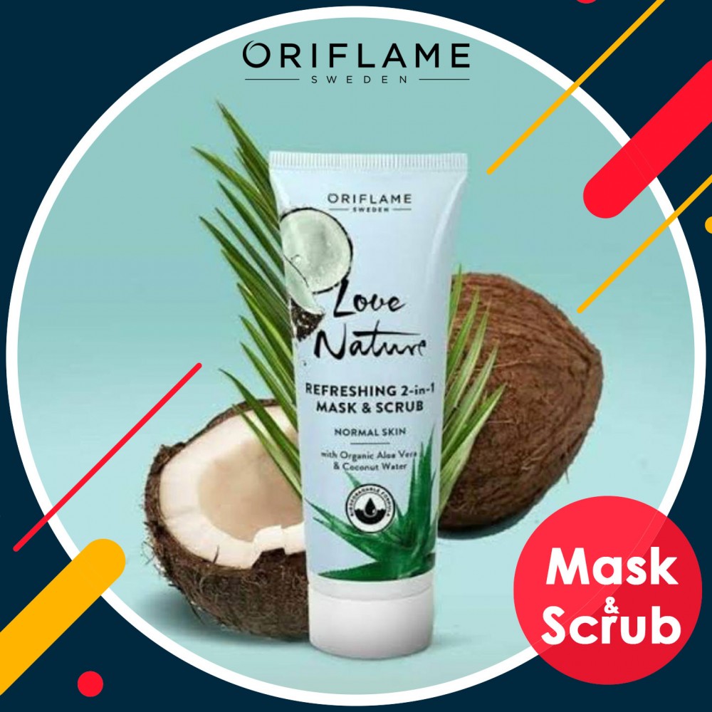 LOVE NATURE Refreshing 2-in-1 Mask & Scrub with Organic Aloe Vera & Coconut Water