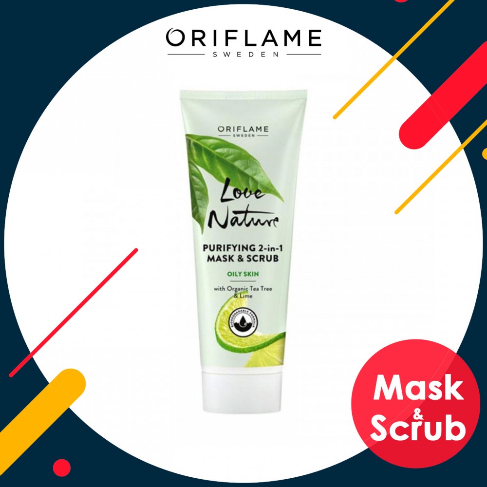 LOVE NATURE Purifying 2-in-1 Mask & Scrub with Organic Tea Tree & Lime