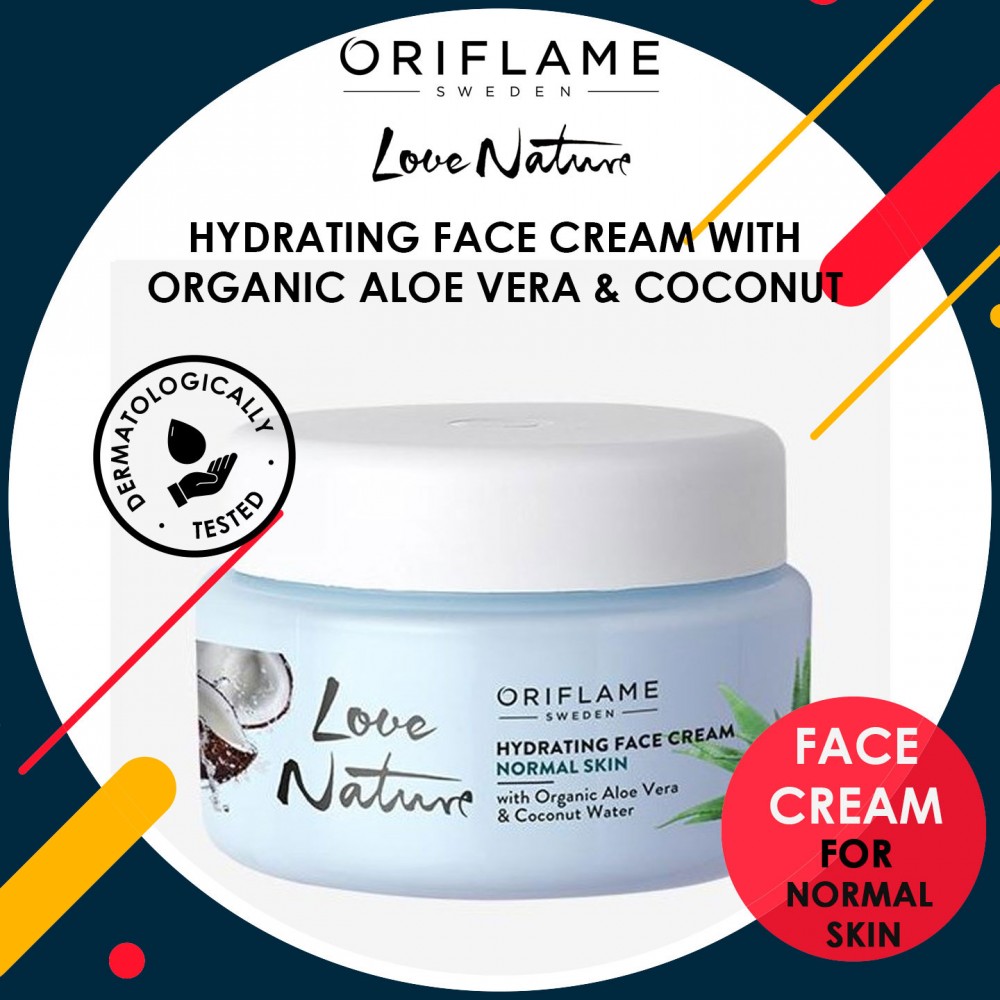 LOVE NATURE Hydrating Face Cream with Organic Aloe Vera & Coconut Water