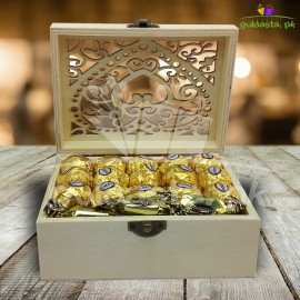 Heart Wood Box With Full of Chocolate