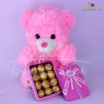 Teddy Bear with Chocolate for Baby Girl
