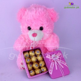 Teddy Bear with Chocolate for Baby Girl