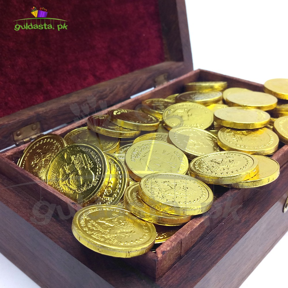 Chocolate Coins in Treasure Box