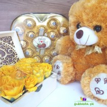 Passionate Yellow Roses and Chocolates Box