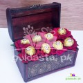 Roses with Wooden Box & Chocolate Balls