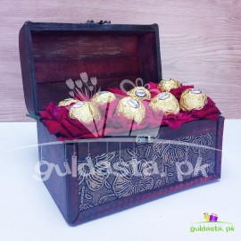 Roses with Wooden Box & Chocolate Balls